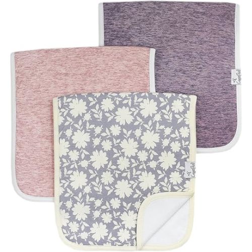 Copper Pearl Premium Baby Burp Cloths - 3-Pack Large Cotton Burp Cloths, Extra Soft Spit Up Rags with 3 Absorbent Layers, Perfect for Baby Boy and Baby Girl Gifts (21" x 10" Size, Lacie Set)