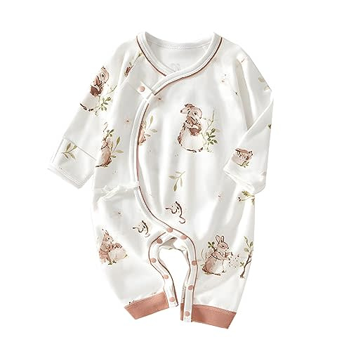 Cherie Kids 100% Organic Cotton Soft 0-6 Months Newborn Baby Romper Jumpsuits for Boys and Girls Unisex Long Sleeve