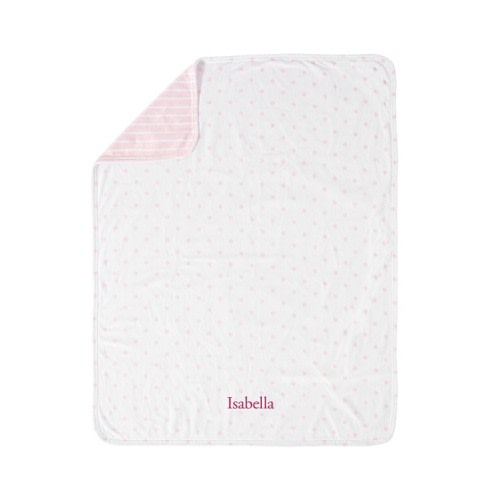 Dot & Stripe Chamois Baby Blanket, Pink