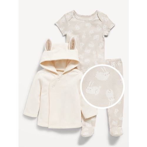 Unisex 3-Piece Bunny-Print Layette Set for Baby