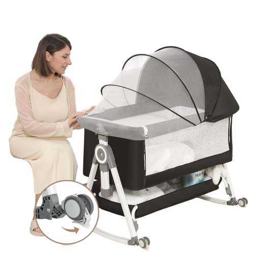 4-in-1 Bedside Bassinet with Adjustable Height & Wheels – TOV BABY