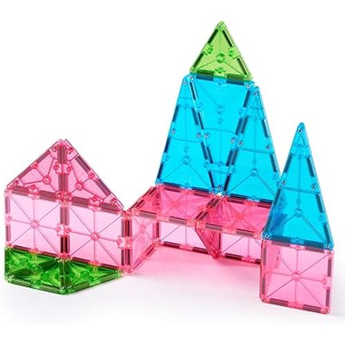MAGNA-TILES Color Shop Floral 20-Piece Magnetic Construction Set, The Original Magnetic Building Brand