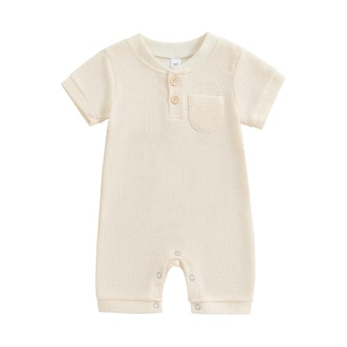 Kuriozud Newborn Infant Unisex Baby Boy Girl Clothes Button Romper Jumpsuit Basic One Piece Outfits