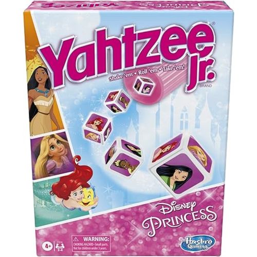Hasbro Gaming Yahtzee Jr.: Disney Princess Edition Board Game for Kids Ages 4 and Up, for 2-4 Players, Counting and Matching Game for Preschoolers (Amazon Exclusive)
