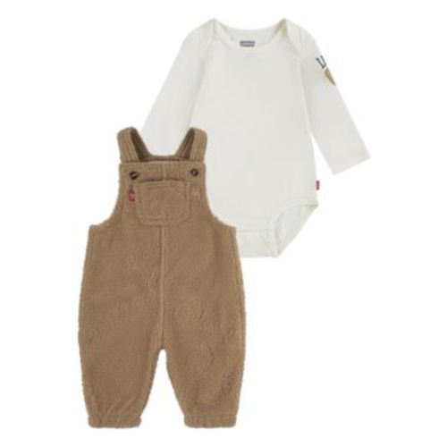 Baby Boys Deboss Overall and Bodysuit, 2-Piece Set