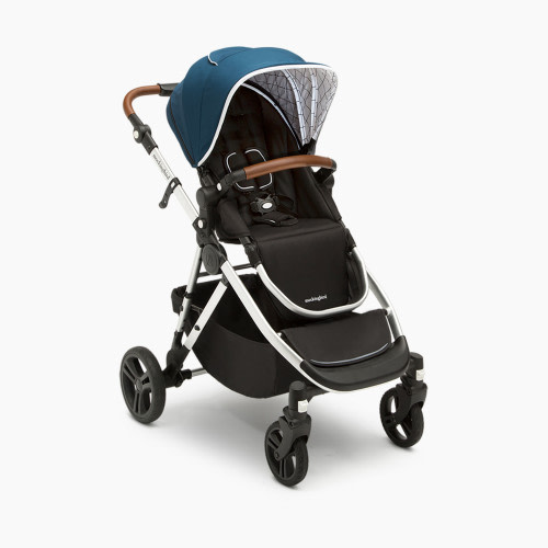 Mockingbird Single-to-Double Stroller - Sea/Windowpane Canopy With Penny Leather