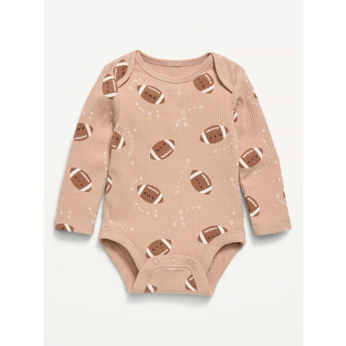 Printed Long-Sleeve Ribbed Bodysuit for Baby