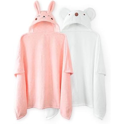 Large Toddler Bath Towels Baby Towels Girl with Hood for Girl 0-5 Years, 2-Pack Soft Absorbent Baby Bath Towels, Thick Kids Bath Towels 50''x32'' Kids Hooded Towels for Toddlers