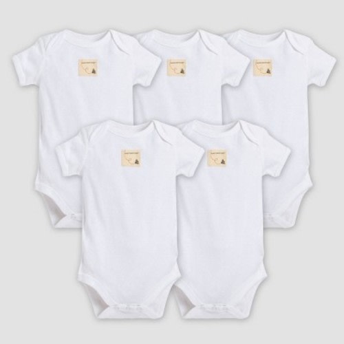 Burt's Bees Baby® Organic Cotton 5pk Short Sleeve Bodysuit - Cloud, Size: 0-3M