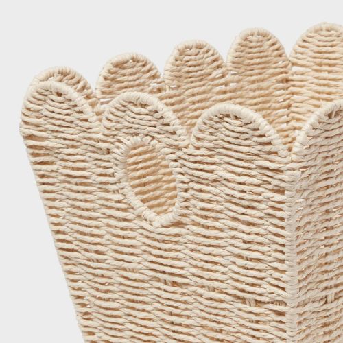 Floor Woven Scallop Kids' Storage - Pillowfort™: Handwoven Iron Basket With Handles, Off-white, 15"x25"