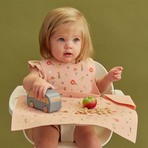 Silicone Bib Wildflower Ripe Peach – Austin Baby Collection