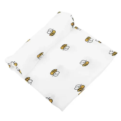 Muslin Swaddle Blanket Newborn Baby Infant Gauze Cotton Wrapping (Littie Bee) 1