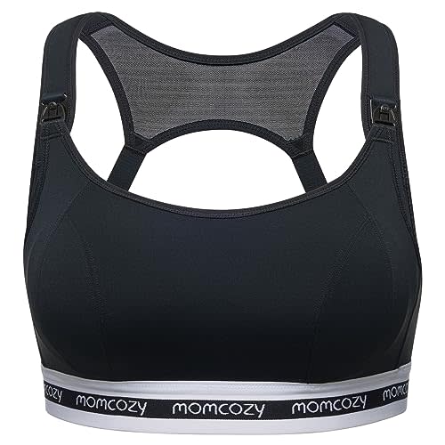 Momcozy Nursing Bras for Breastfeeding, FB011 Low-Impact Nursing Sports Bra Support Maternity Pregnancy Padded Wireless Bra