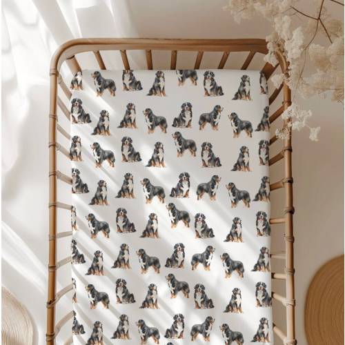 Bernese Mountain Dog Standard Fitted Crib Sheet. Dog Nursery. Dog Lover Baby Shower Gift. Puppy Nursery Decor. New Baby Gift. mini Crib