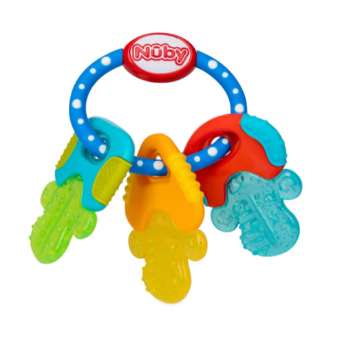 Nuby Ice Gel Teether Keys - Silicone Soothing Baby Teether Toys for Infants - Gentle for Sore Gums Colorful and Fun Toys - Safe and Durable Infant Baby Teething Toy