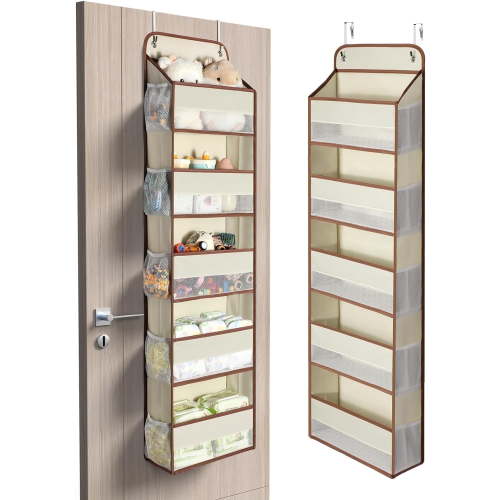 Yecaye 5-Shelf Over-the-Door Hanging Organizer, Beige, 1 Pack