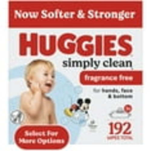 Huggies Simply Clean Unscented Baby Wipes for Sensitive Skin, Fragrance Free, 3 Pack, 192 Total Ct