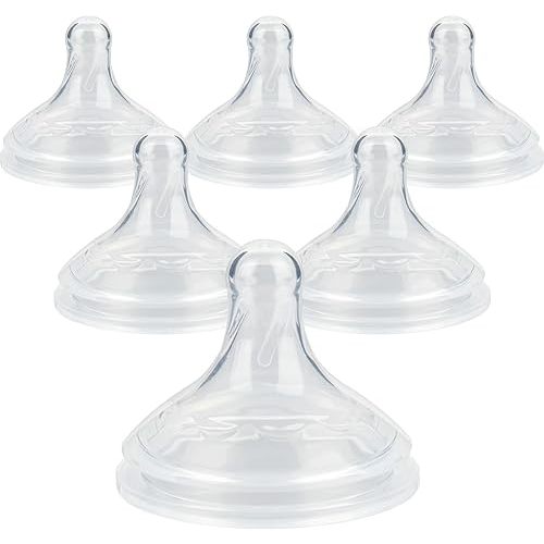 Silicone Nipple for Dr.Brown's Wide-Nick Baby Bottles,Level 2 Nipples, Medium Flow, 3m+, 6 Count