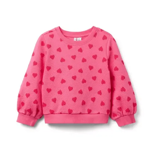 Girl Bright Pink Heart Heart Quilted Sweatshirt by Janie and Jack