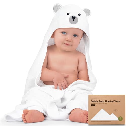 KeaBabies Baby Hooded Towel - Viscose Derived from Bamboo Baby Towel, Toddler Bath Towel, Infant Towels, Large Hooded Towel, Organic Baby Towels with Hood for Girls, Babies, Newborn Boys (Polar)