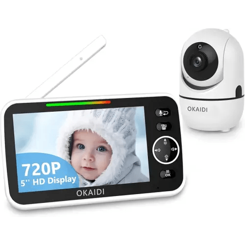 5" HD Baby Monitor with Camera and Audio, 720P Display Baby Monitor, 5000mAh Battery, Remote Pan-Tilt, 3X Zoom, Night Vision, 2-Way Talk, Temperature,Lullabies,1000ft Range Baby Monitor No WiFi