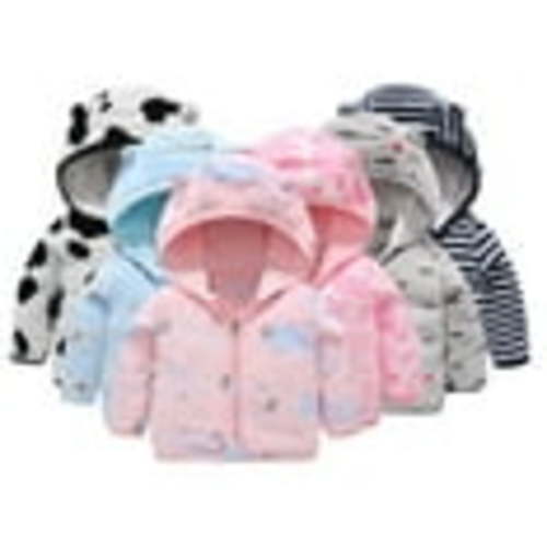Esaierr Newborn Baby Boys Girls Fleece Hooded Jacket Coat with Ears for Todder Winter Outwear Zip Thickened Warm Coat for 6M-5Y