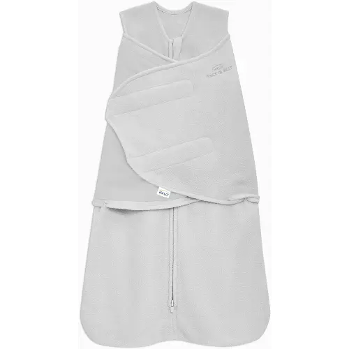 HALO Micro Fleece Sleepsack Swaddle, 3-Way Adjustable Wearable Blanket, TOG 3.0, Grey, Small, 3-6 Months