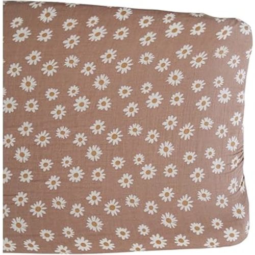 Mebie Baby Changing Pad Cover, Daisy Dream, 100% Muslin Cotton Changing Table Pad Cover for Baby Boy and Girl, Designer Nursery Decor Covers, Diaper Changing Pad Cover for Changing Station