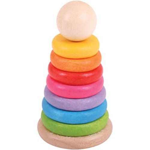 Bigjigs Toys My First Wooden Rainbow Stacker - Stacking Rings