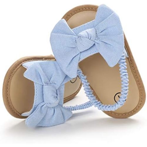 COSANKIM Infant Baby Girls Summer Sandals with Flower Soft Sole Newborn Toddler First Walker Crib Dress Shoes