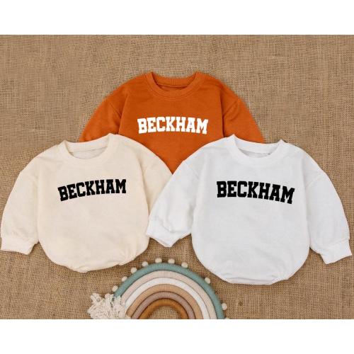 Custom Puff Name Baby Sweatshirt Bodysuit, Personalized Bubble Romper, Baby Shower Gift, Romper Baby Birthday, Baby Christmas Gift Clothes