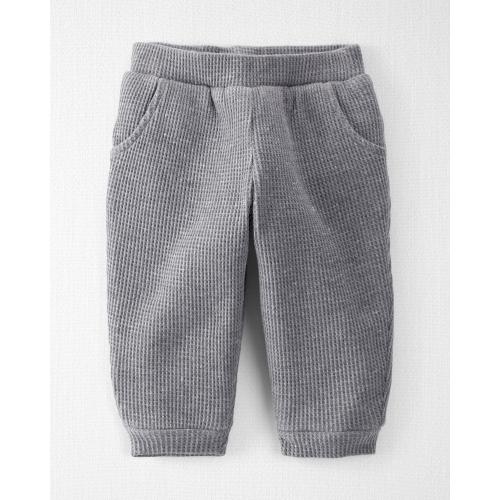 Carter's Little Planet Baby Waffle Knit Sherpa Lined Pants Made with Organic Cotton - 9M - Style,Heather Grey