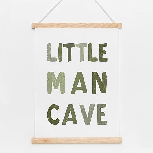 Little Man Cave Sign, Boys Nursery Wall Decor, Kids Room Door Wooden Hanging Art, Playroom Decor, Toddler Room Decor, Boys Room Door Hanging Poster, Without Magnetic -12x16 Inches