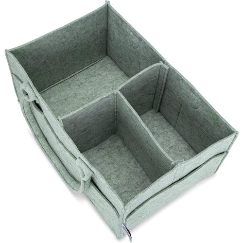 Parker Baby Diaper Caddy and Nursery Storage Bin | Removable Nursery Organizer Insert, Neutral Design, Multi-Purpose Baby Essentials | Car Organizer and Baby Diaper Bag, Large - Sage Green