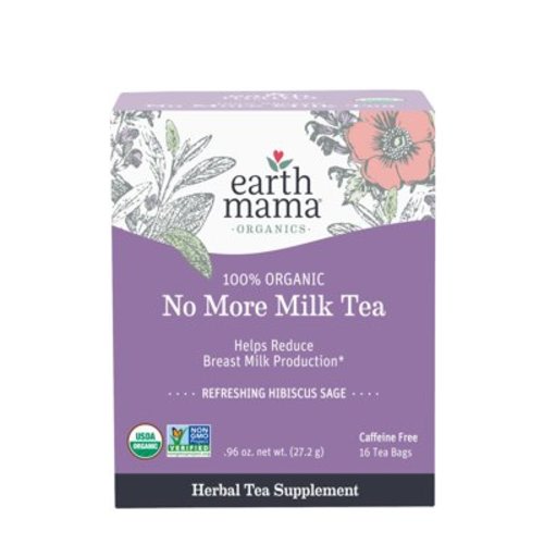 Earth Mama Organic No More Milk Tea, Caffeine-Free with Hibiscus and Sage to Help Stop Breastfeeding, 16 Tea Bags
