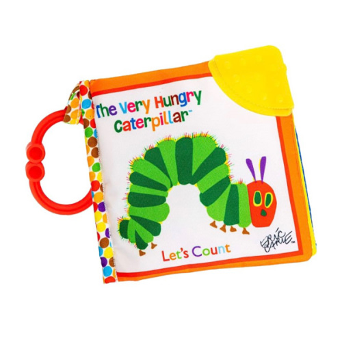 Let's Count Soft Book - World of Eric Carle the Very Hungry Caterpillar Baby on the Go Clip Teething Crinkle Soft Sensory Book for Babies, 5.25x5.25 Inch