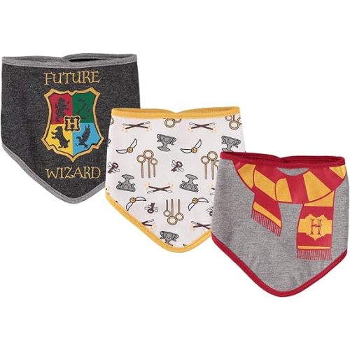 Harry Potter Baby Unisex Bandana Bibs Three Pack Baby Gift for Girls and Boys - Grey/Black/Charcoal - 0-12 Months