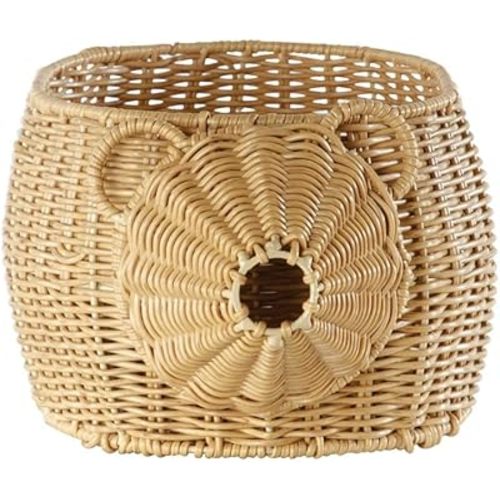 Kaplan Early Learning Hedgehog Washable Wicker Basket | Animal-Shaped Woven Rattan Storage Bin with Lid | Home Decor Organizer