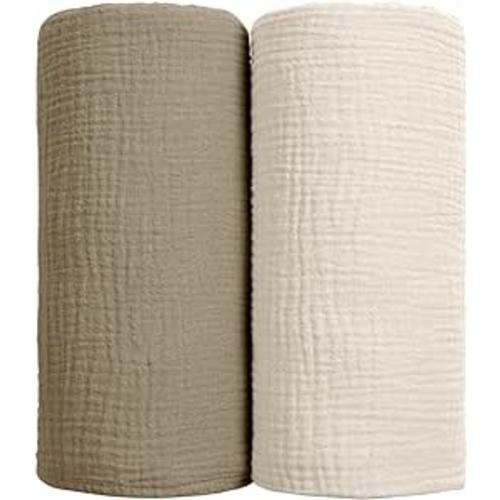 lulumoon Muslin Swaddle Blanket Baby - Cotton Swaddling Blanket Soft Baby Receiving Blanket Neutral 2Pack(Olive) : Baby