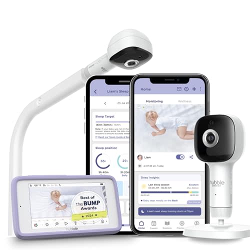 HUBBLE CONNECTED SkyVision Pro AI-Enhanced HD Smart Camera Baby Monitor, Parent Unit, Crib Mount, Remote Pan Tilt Zoom, 2-Way Talk, Night Vision, Nightlight, Calming Sounds, Wellness Tracker, App