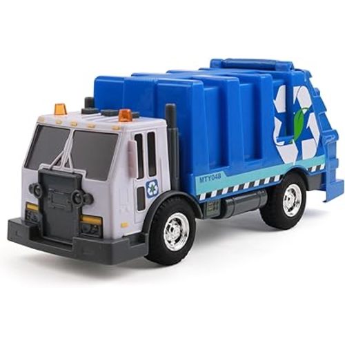 Mighty Fleet Rescue Force 12" Garbage Truck Toy – Realistic Lights & Sounds, Detachable Recycling Bin, Durable Free-Wheeling Design – Ages 3+