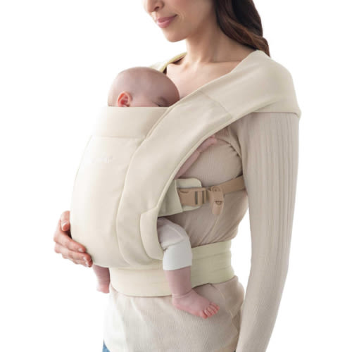 Ergobaby Embrace Baby Carrier Newborn to Toddler - Breathable Baby Carriers for Summer - Cozy Essentials (7-25 Pounds), Ponte Knit, Cream