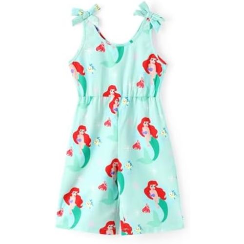 Disney Frozen Elsa Princess Mickey Mouse Toddler Girl Romper Sleeveless Bowknot Character Doodle Print Jumpsuit 3-10 Years