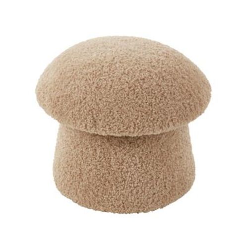 Saro Lifestyle Mushroom Storage Ottoman – Faux Shearling Footrest with Hidden Storage, Decorative Accent Stool for Living Room or Bedroom, 17"x15",