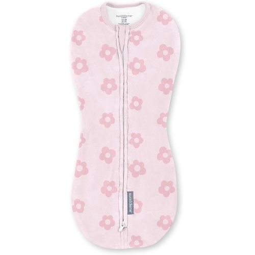 SwaddleMe by Ingenuity Compression Baby Swaddle Pod, Two-Way Zipper for Easy Diaper Changes, Improves Sleep & Calms Startle Reflex, 0-2 Months, 1.0 TOG, 1-Pack - Flower Confetti