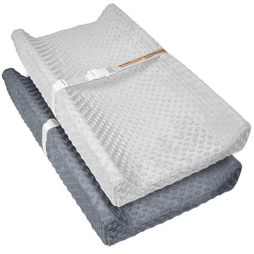 2 Pack Baby Changing Pad Covers, Super Soft Plush Dot Diaper Changing Table Covers Fit 32x16 Inch Changing Table Pad