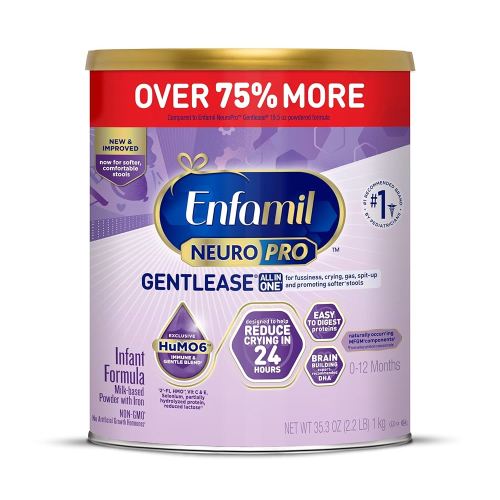Enfamil NeuroPro Gentlease Baby Formula, Brain Building DHA, HuMO6 Immune Blend, Designed to Reduce Fussiness, Crying, Gas & Spit-up in 24 Hrs, Prebiotics to Promote Softer Stools, Baby Milk, 27.4 Oz