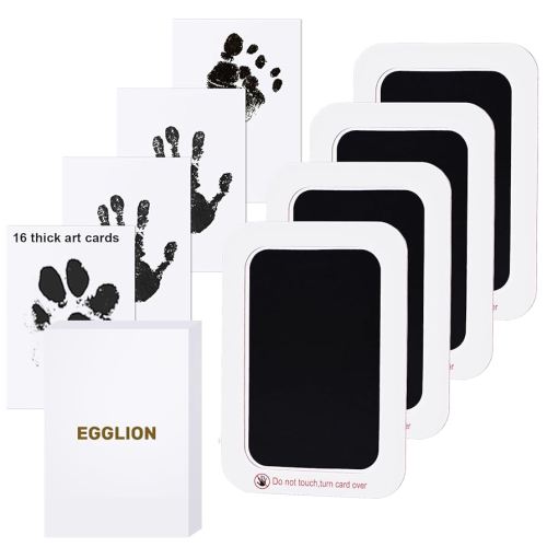 4-Pack Inkless Baby Hand and Footprint Kit with Mess-Free Ink Pad – Baby Safe Ink Pad for Hand, Foot & Paw Prints – Newborn Footprint & Paw Print Kit for Dogs and Cats – 16 Cards(Jet Black, L)