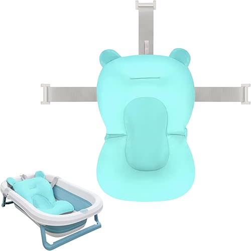 Colorlife Red de soporte para asiento de baño para bebé, cómoda y ajustable, antideslizante, de tres puntas, malla para recién nacido de 0 a 6 meses, color azul (sin bañera)