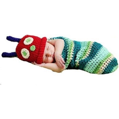 Matissa Caterpillar Baby Photography Prop Newborn Baby Girl Boy Crochet Knit Costume Photo Photography Prop Hats Outfits